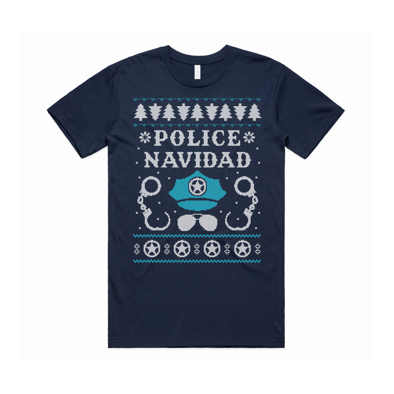 Police Navidad T-shirt Tee Top Christmas Xmas Feliz Cop Officer Funny Gift Badge - 1.jpg