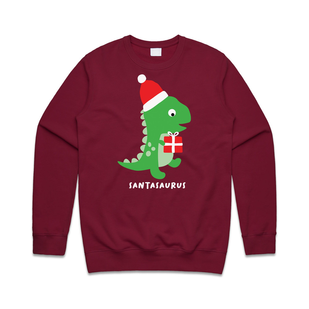 Santasaurus Jumper Sweater Sweatshirt Christmas Xmas Santa Dinosaur T-Rex Kids Childrens Youth Cute Funny Gift - 1.jpg