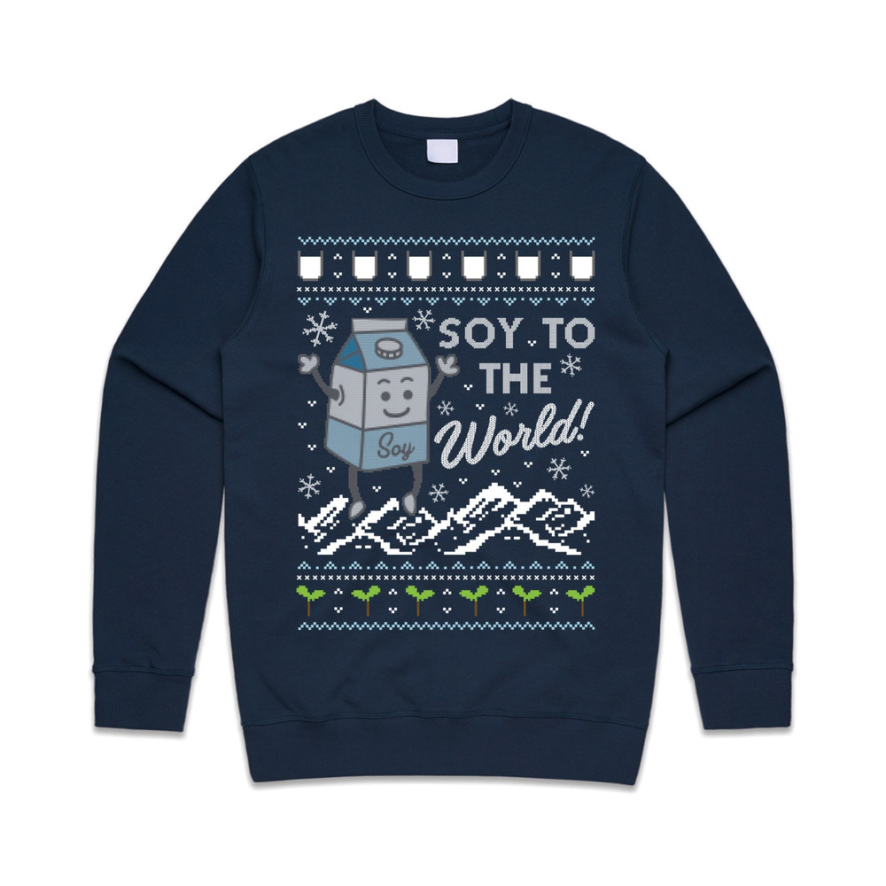 Soy To The World Jumper Sweater Sweatshirt Joy Christmas Xmas Food Milk Vegetarian Vegan Funny - 1.jpg