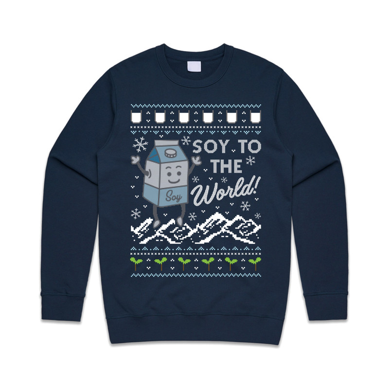 Soy To The World Jumper Sweater Sweatshirt Joy Christmas Xmas Food Milk Vegetarian Vegan Funny - 1.jpg