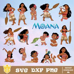 Moana Princess Svg, Disney Svg, Cut Files, Cricut, Clipart, Silhouette, Printable, Vector Graphics, Digital Download