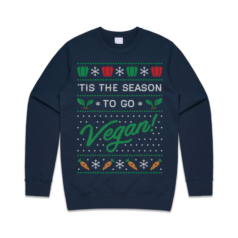 Tis The Season To Go Vegan Jumper Sweater Sweatshirt Christmas Xmas Vegetarian Health Fitness - 1.jpg