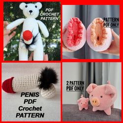 4 SET Crochet vagina and penis pattern,crochet toys pattern,Amigurumi pattern pdf,penis Pdf photo tutorial,Funny toys