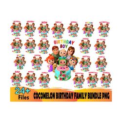 24 cocomelon birthday family bundle png, birthday png, cocomelon png