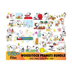 150 woodstock peanuts bundle svg, snoopy svg, charlie brown svg
