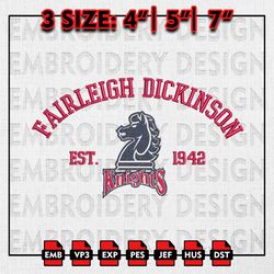 Fairleigh Dickinson Knights Embroidery files, NCAA Embroidery Designs, Fairleigh Dickinson Machine Embroidery Pattern