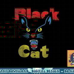 retro black cat retro fireworks vintage halloween 70s png, sublimation copy