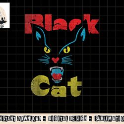 retro black cat retro fireworks vintage halloween 70s png, sublimation copy