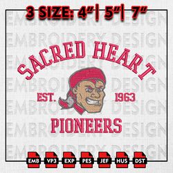 Sacred Heart Pioneers Embroidery files, NCAA Embroidery Designs, Sacred Heart Pioneers Machine Embroidery Pattern