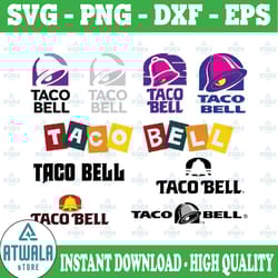 taco bell vector svg, eps, dxf, png high res, jpg, pdf, webp cricut & silhouette cut files digital download active