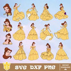 Belle Princess Svg, Disney Svg, Cut Files, Cricut, Clipart, Silhouette, Printable, Vector Graphics, Digital Download