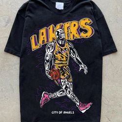 warren lotas  city of angeles   lakers nba t-shirt , nba lakers shirt,  lebron james vintage nba shirt basketball shirt