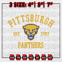 Pittsburgh Panthers Embroidery files, NCAA Embroidery Designs, NCAA Pittsburgh Panthers Machine Embroidery Pattern