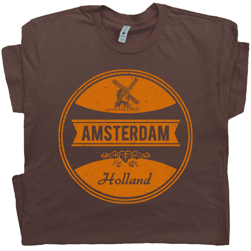 Amsterdam T Shirt Vintage Amsterdam Graphic Shirts Marijuana Shirts Holland Denmark Tee Netherlands Dutch Soccer Flag Women Men Beer Bar Pub - 1.jpg