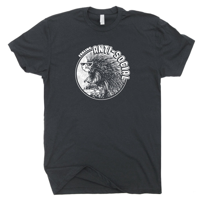 Antisocial T Shirt Funny Porcupine Tshirt Introvert Awkward Cool Graphic Tee for Women Men Weird Anti Social Butterfly Cute Porcupine Shirt - 2.jpg