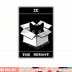 retro halloween black cat the hermit tarot card witchcraft png, sublimation copy