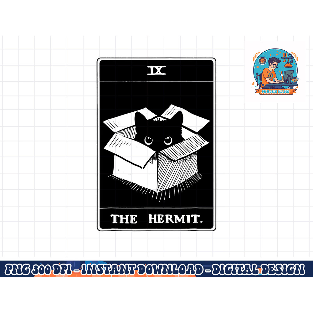 Retro Halloween Black Cat The Hermit Tarot Card Witchcraft png, sublimation copy.jpg