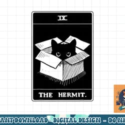 retro halloween black cat the hermit tarot card witchcraft png, sublimation copy