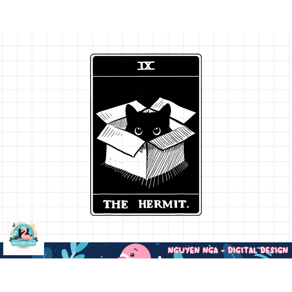 Retro Halloween Black Cat The Hermit Tarot Card Witchcraft png, sublimation copy.jpg
