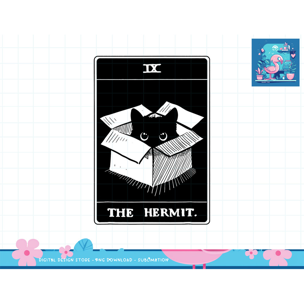 Retro Halloween Black Cat The Hermit Tarot Card Witchcraft png, sublimation copy.jpg