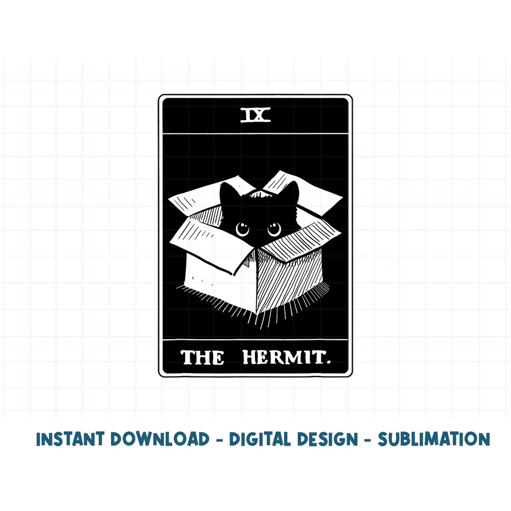 Retro Halloween Black Cat The Hermit Tarot Card Witchcraft png, sublimation copy.jpg