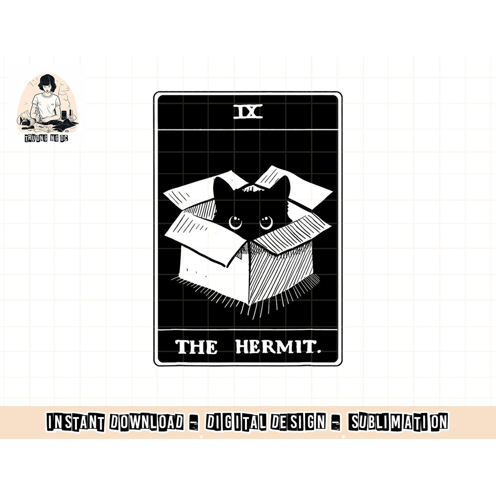 Retro Halloween Black Cat The Hermit Tarot Card Witchcraft png, sublimation copy.jpg