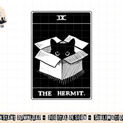 retro halloween black cat the hermit tarot card witchcraft png, sublimation copy