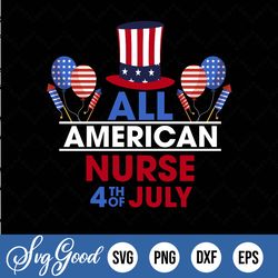 all american nurse 4th of july svg