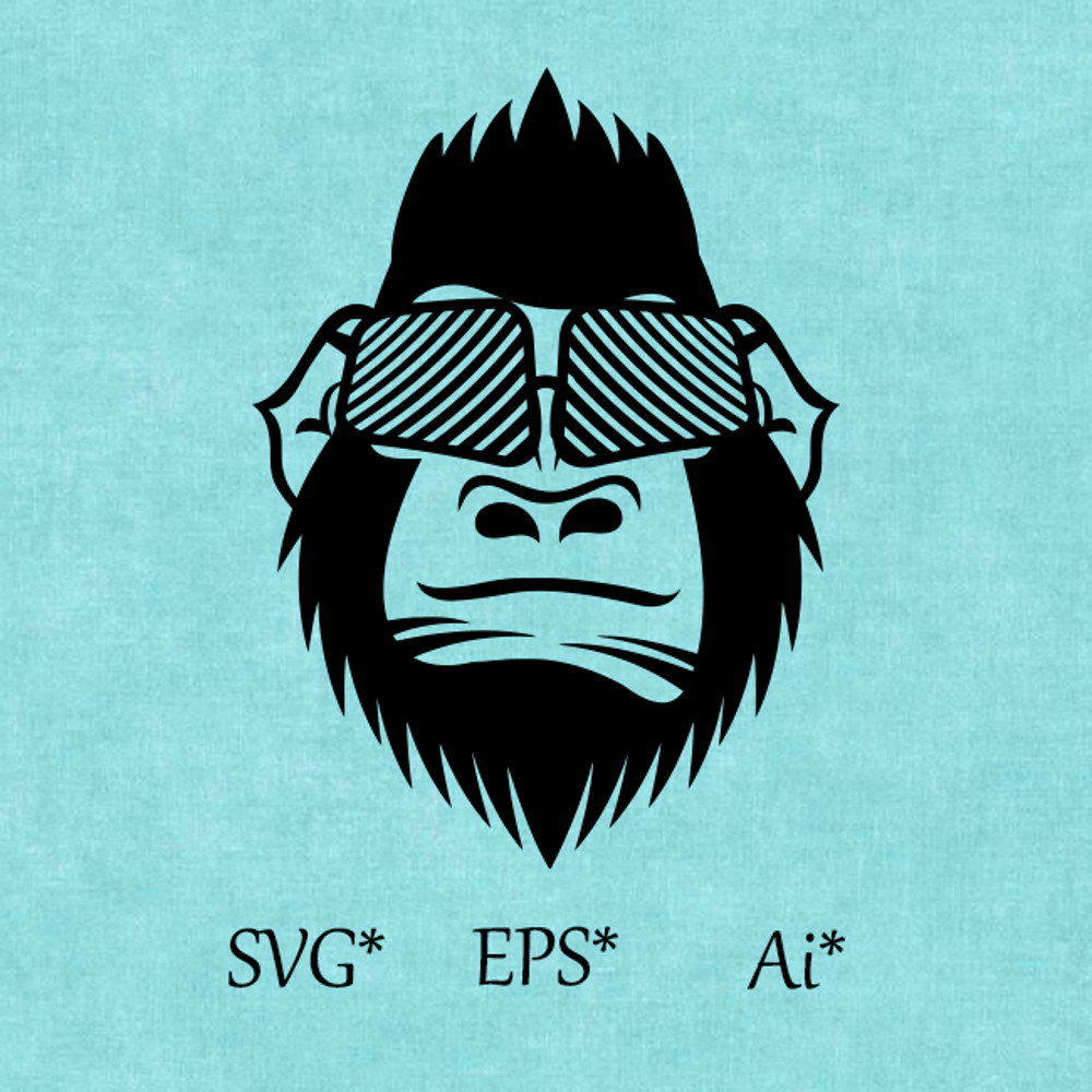 Gorilla SVG Gorilla Head With Glasses Monkey Majestic Gorilla Gorilla Screams Cool Gorilla Digital SVG EPS AI