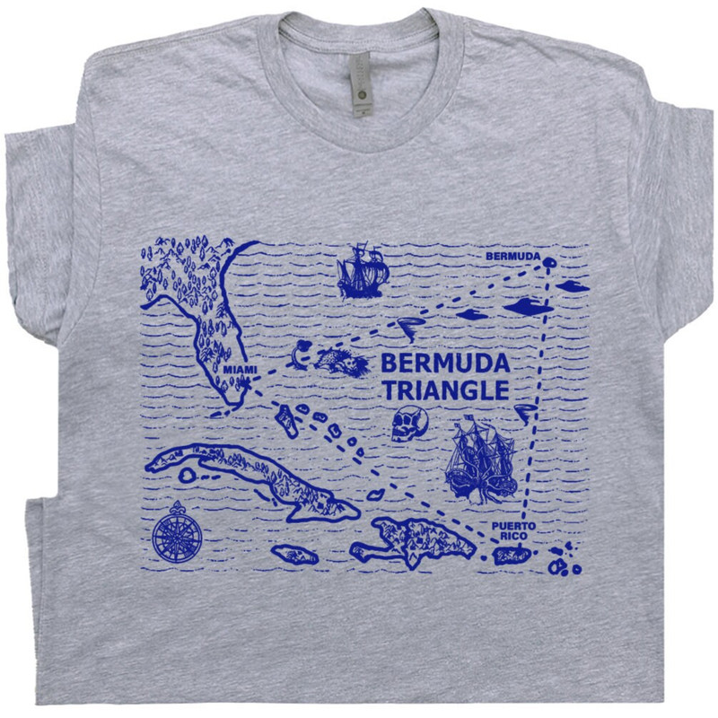 Bermuda Triangle Map T Shirt Caribbean Shirt Cool UFO Shirts Alien Abduction Tee Vintage Sailing Shirts Bermuda Shirt Area 51 TShirt - 1.jpg