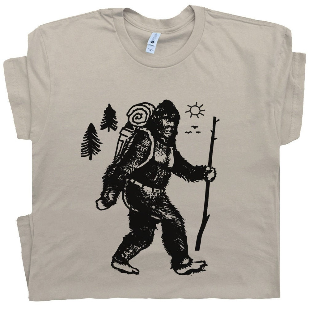 Bigfoot Camping T Shirt Sasquatch Hiking Shirt Hiker Shirts Backpacking Tee Appalachian Trail For Womens Mens Kids Yellowstone National Park - 1.jpg