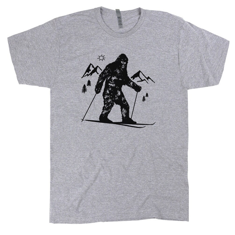 Bigfoot Skiing T Shirt Funny Skier T Shirt Cool Snow Skiing Tee Hilarious Yeti Vintage Graphic Tee Sasquatch Tshirt Mens Womens Kids Teen - 2.jpg