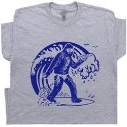 bigfoot surfing t shirt cool surf shirts retro vintage surfing tee surfer graphic cryptid surfboard for men women kids 7