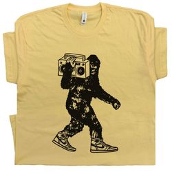 bigfoot t shirt 80s hip hop shirt cool dj sasquatch shirts mens womens ladies weird funny graphic tee vintage stereo ret