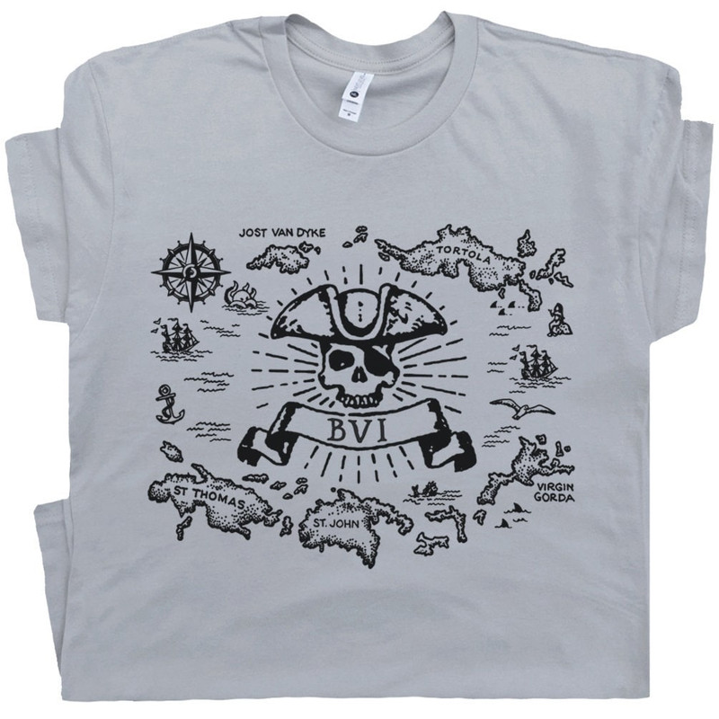 BVI Sailing T Shirt British Virgin Islands Map Jost Van Dyke T Shirt Tortola Tee St Johns St Thomas T shirt Nautical Theme Pirate Skull - 1.jpg