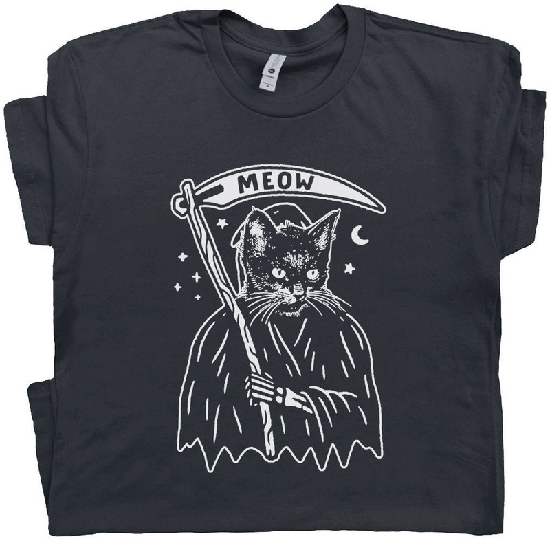 Cat Grim Reaper Shirt Funny Black Cat T Shirt For Women Men Weird Graphic Shirts Random Unique Hilarious Tee Dark Humor Kitten Meow Saying - 1.jpg