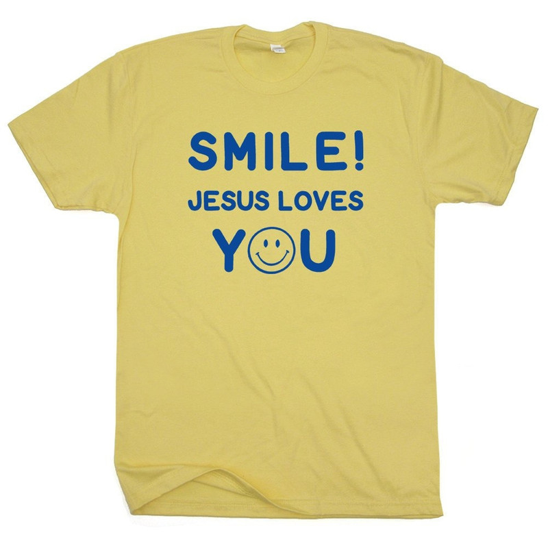 Cool Christian T Shirt With Funny Saying Smile Jesus Loves You Jesus T Shirt Religious Christian Graphic Tee For Men Women Kids - 2.jpg