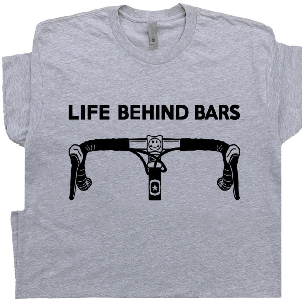 Cool Cycling T Shirt Life Behind Bars Bicycle Tee Retro Biking Shirts Mens Bicycle Shirt Hilarious Witty Humor Cyclist Shirts Gift for Biker - 1.jpg