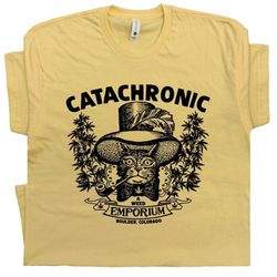 Cool Marijuana T Shirt Colorado Funny Cat Smoking Weed Cafe Tee Catachronic Vintage Stoner T Shirt CBD Oil Pot Leaf Cann