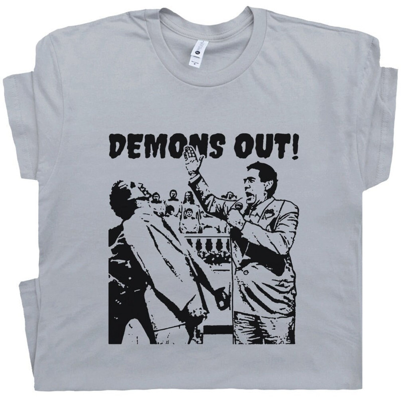 Demons Out T Shirt Weird T Shirt Occult Shirts Funny The Exorcist Satan Atheist Shirt Vintage Cult Horror Movie Shirts For Men Women - 1.jpg