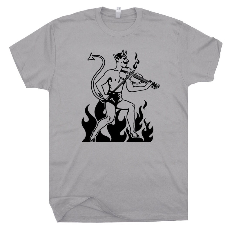 Devil T Shirt Playing Fiddle T shirt Bluegrass T Shirt Banjo T Shirt Mens Womens Charlie Band Tee Vintage Devil Tattoo Cool Graphic T Shirt - 2.jpg