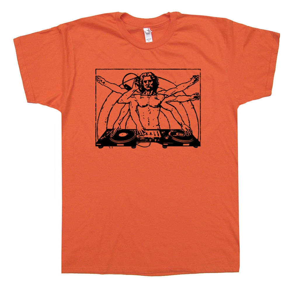 DJ T Shirt DaVinci Weird DJ Graphic Tee Cool Vinyl Record Player Beastie Funny Turntables 45 RPM Adapter 80s Hip Hop Dee Jay Disk Jockey Tee - 2.jpg