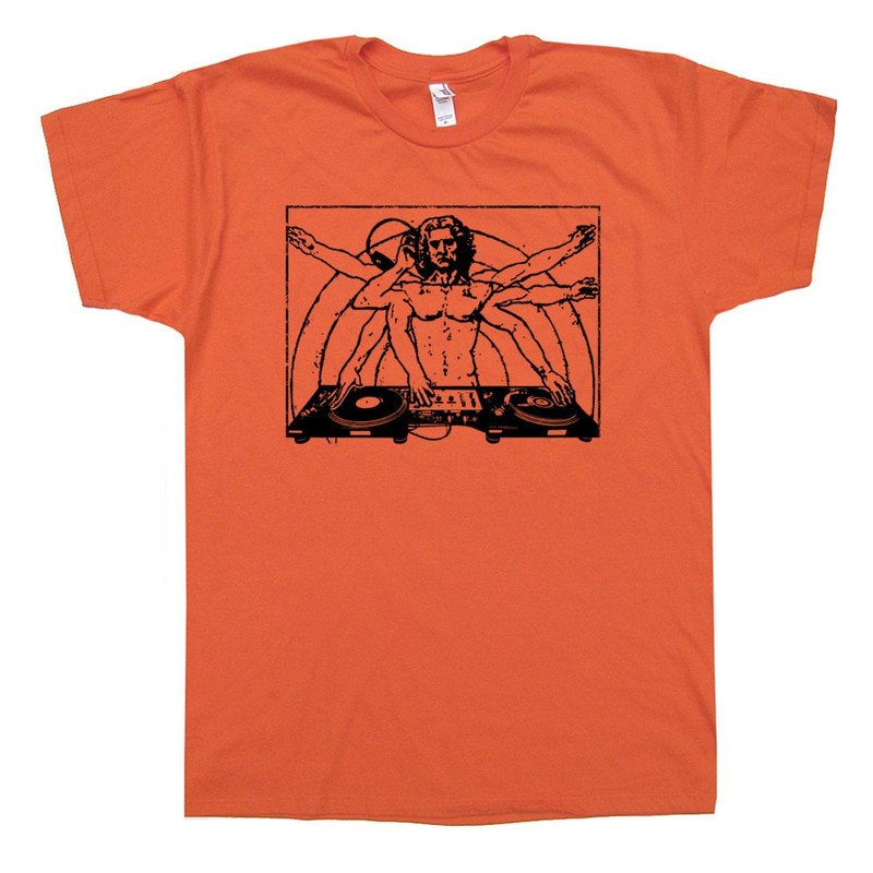 DJ T Shirt DaVinci Weird DJ Graphic Tee Cool Vinyl Record Player Beastie Funny Turntables 45 RPM Adapter 80s Hip Hop Dee Jay Disk Jockey Tee - 2.jpg