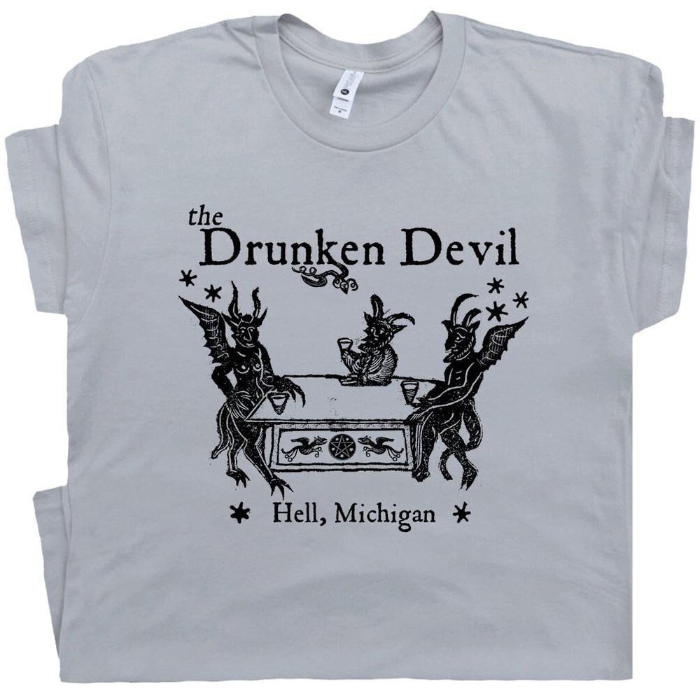 Drunken Devil Bar T Shirt Cool Dive Bar T Shirt Vintage Beer Logo Tee Retro Pub Shirt Lucifer Funny Beer Graphic Shirt for Men Women - 1.jpg