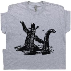 funny t shirts cool t shirt bigfoot shirts hilarious loch ness monster really vintage graphic retro novelty humorous tee