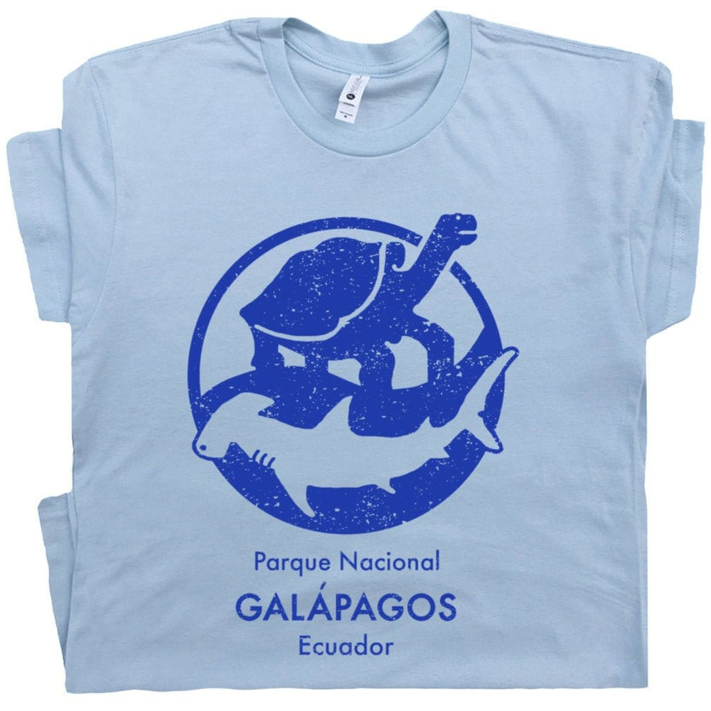 Galapagos Island T Shirt Vintage Science National Park Shirt Wildlife Cool Graphic Shirts For Men Women Kids Charles Darwin Tee Turtle Shark - 1.jpg