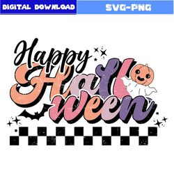 Happy Halloween Svg, Ghost Svg, Pumpkin Svg, Retro Halloween Svg, Halloween Svg, Png File