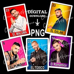 Maluma Loteria Card PNG digital download file, sublimation