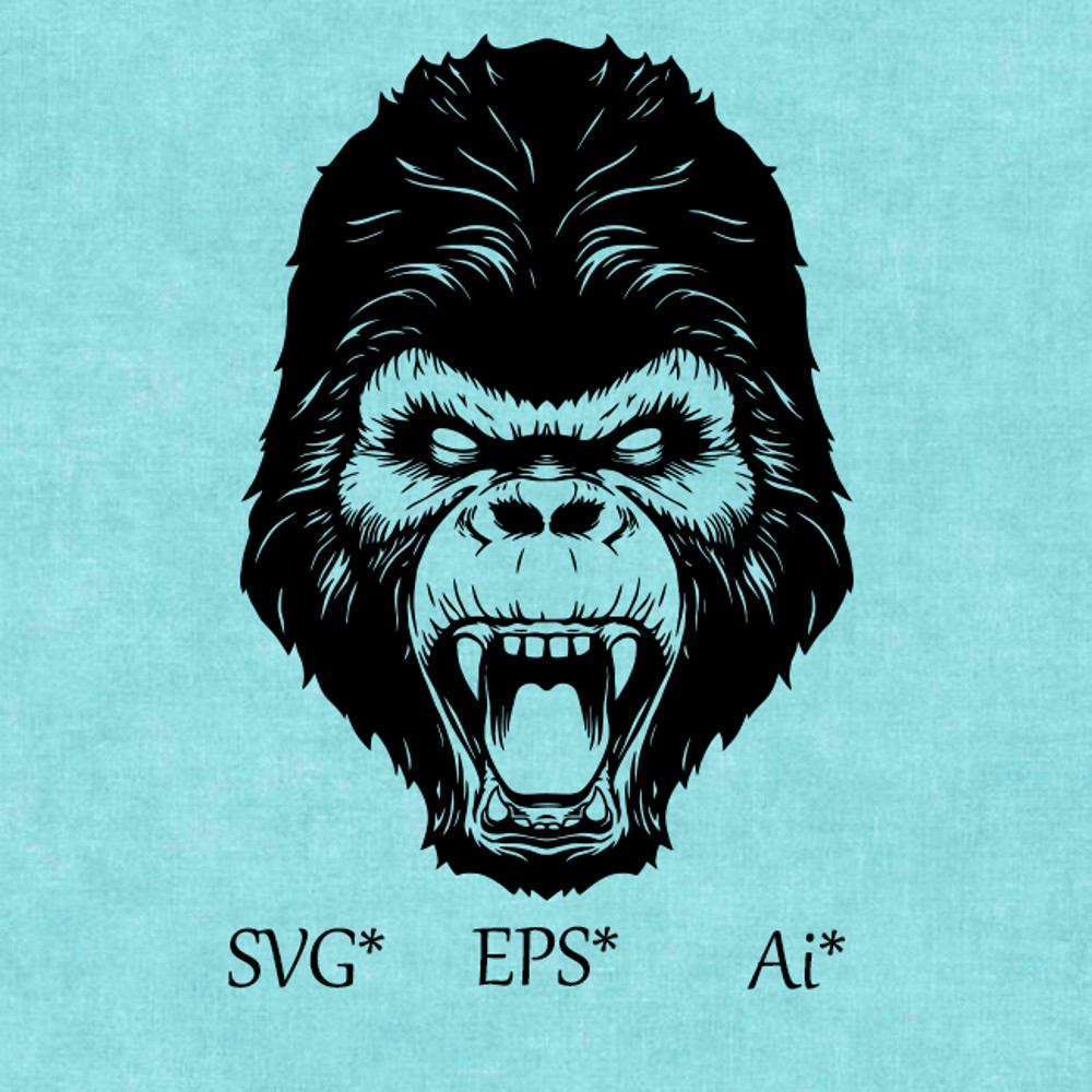 Gorilla SVG The Head Of A Gorilla Monkey Magnificent Gorilla Gorilla Screams Digital SVG EPS AI