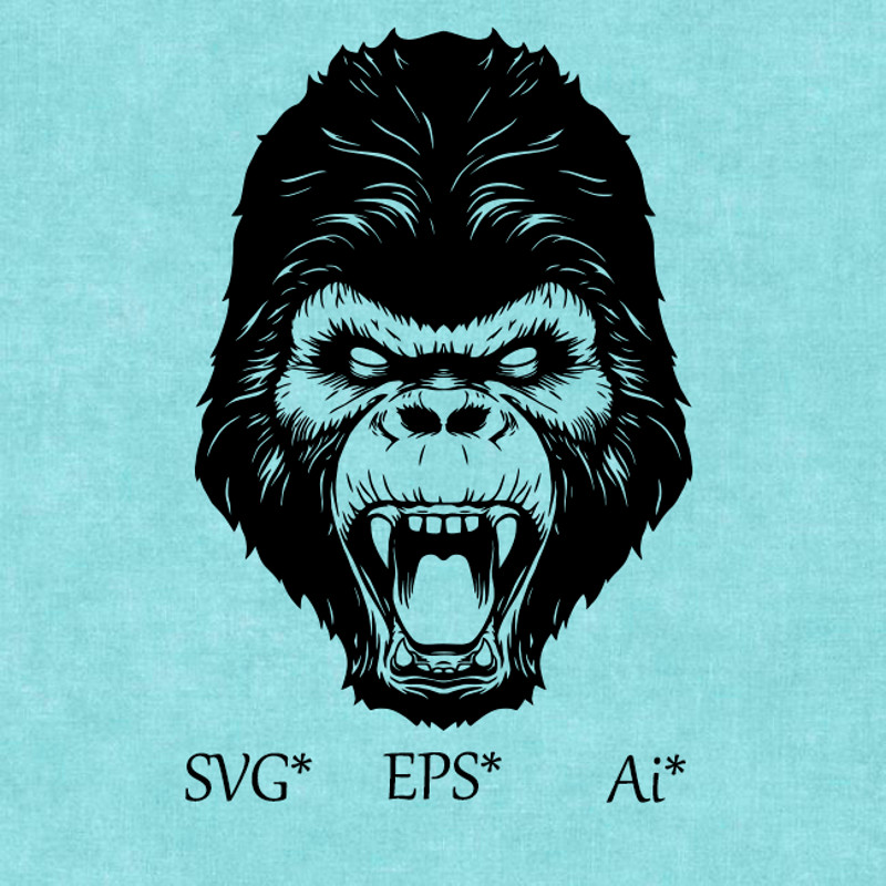 Gorilla SVG The Head Of A Gorilla Monkey Magnificent Gorilla Gorilla Screams Digital SVG EPS AI